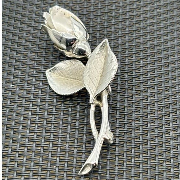 Beautiful Sterling Silver Rosebud Brooch, Harry S. Bick, Signed "HSB" "Sterling" - Picture 2 of 7